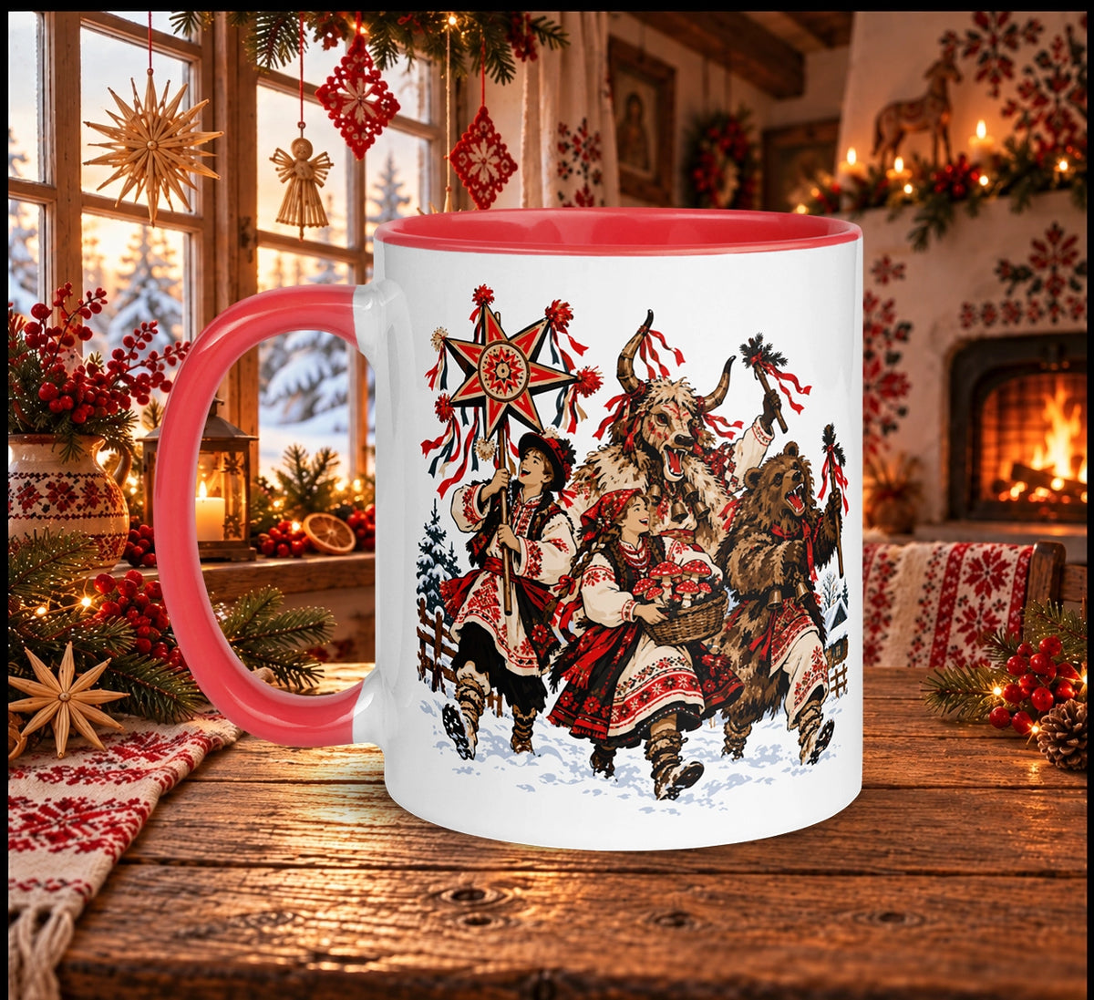Slavic Christmas Carolers Mug