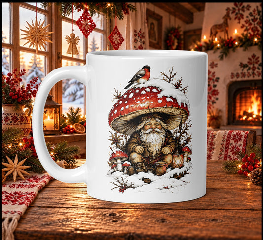 Slavic Christmas Mushroom Gnome Mug