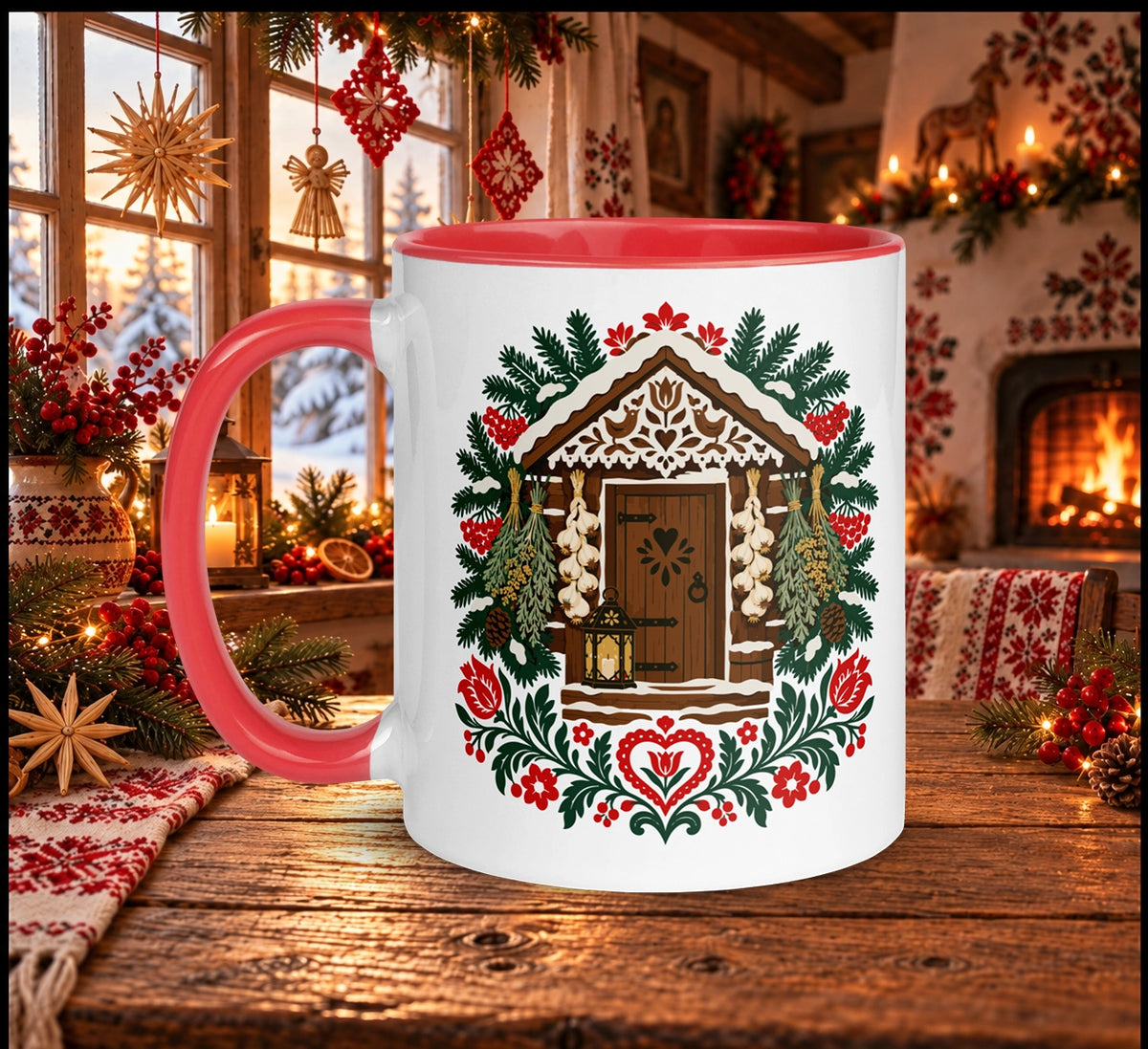 Slavic Christmas Cottage Mug