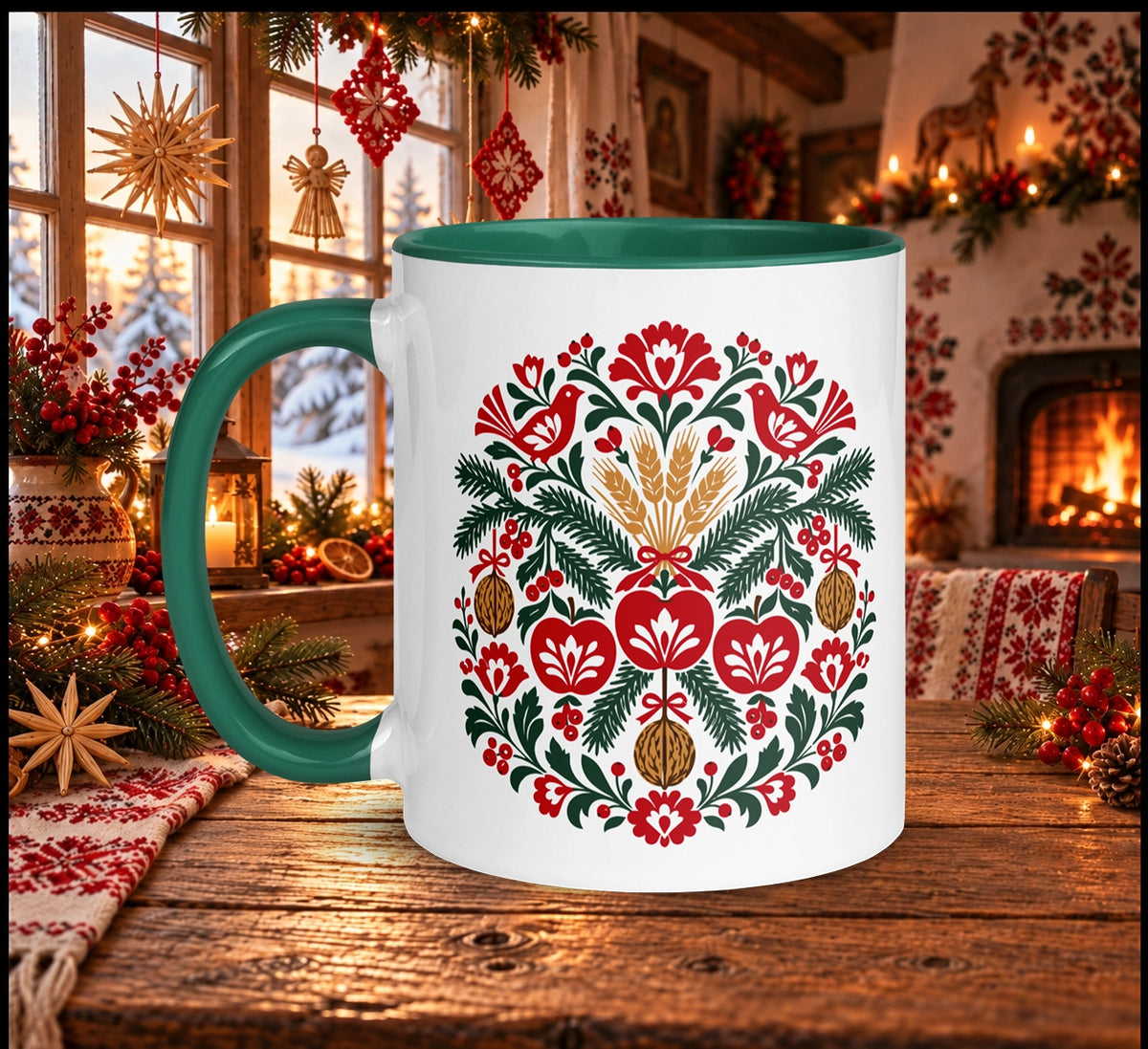 Slavic Christmas Folk Art Mug