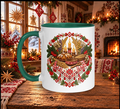 Slavic Christmas Eve Mug – Traditional Wigilia Folk Art Design