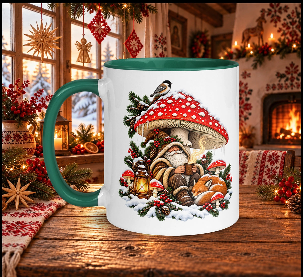 Slavic Christmas Mushroom Domovik Mug