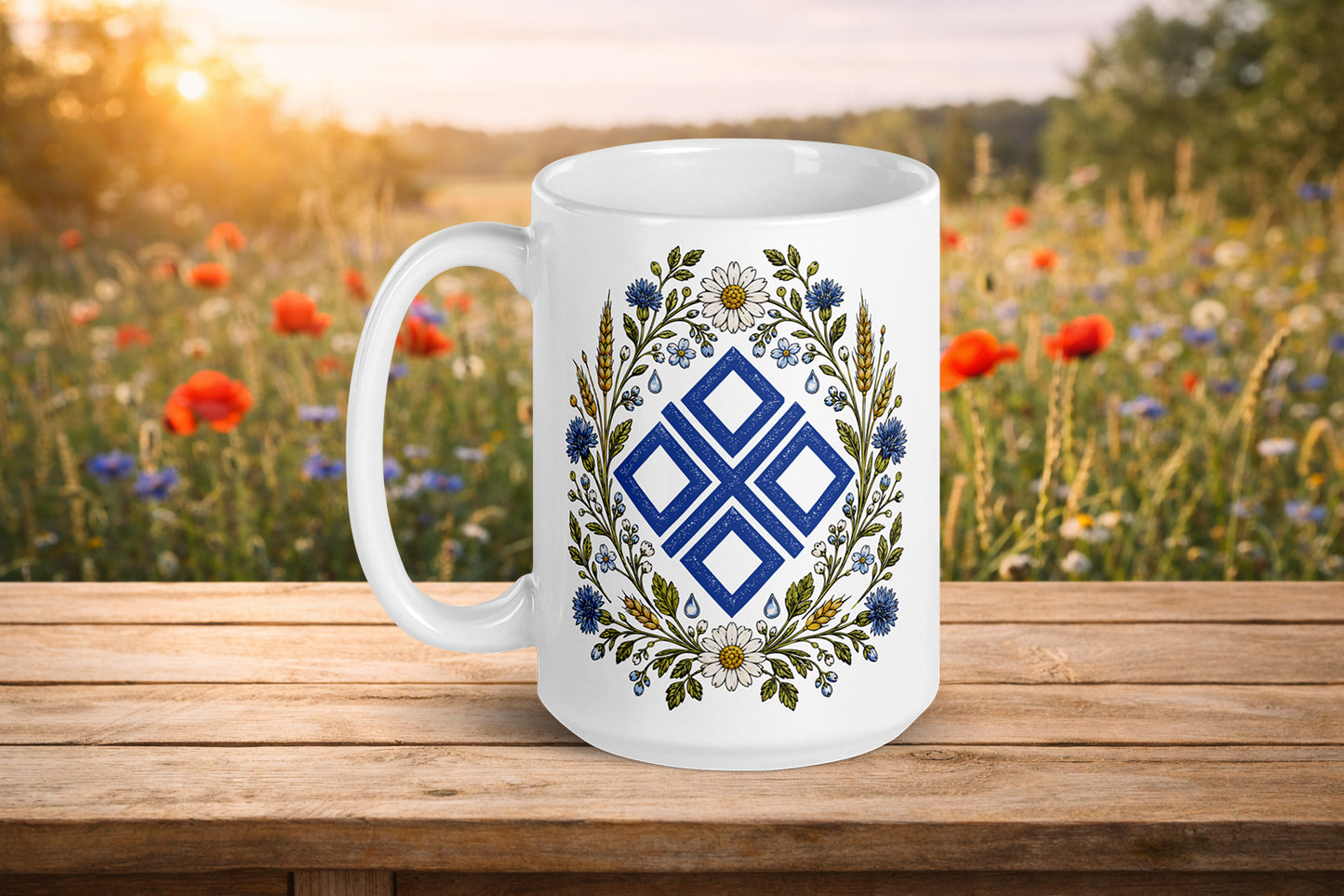Mokosz Folk Mug - Slavic Floral Coffee Cup