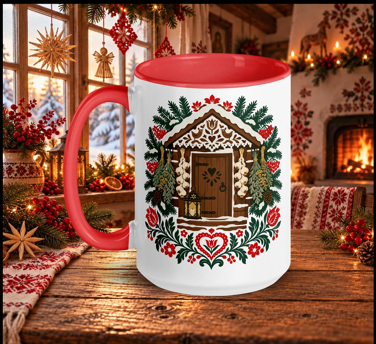 Slavic Christmas Cottage Mug