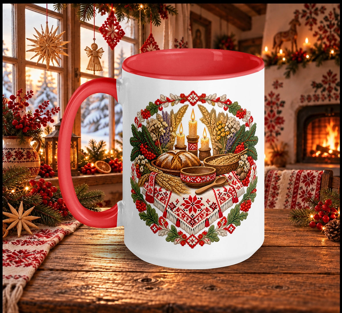 Slavic Christmas Eve Mug – Traditional Wigilia Folk Art Design