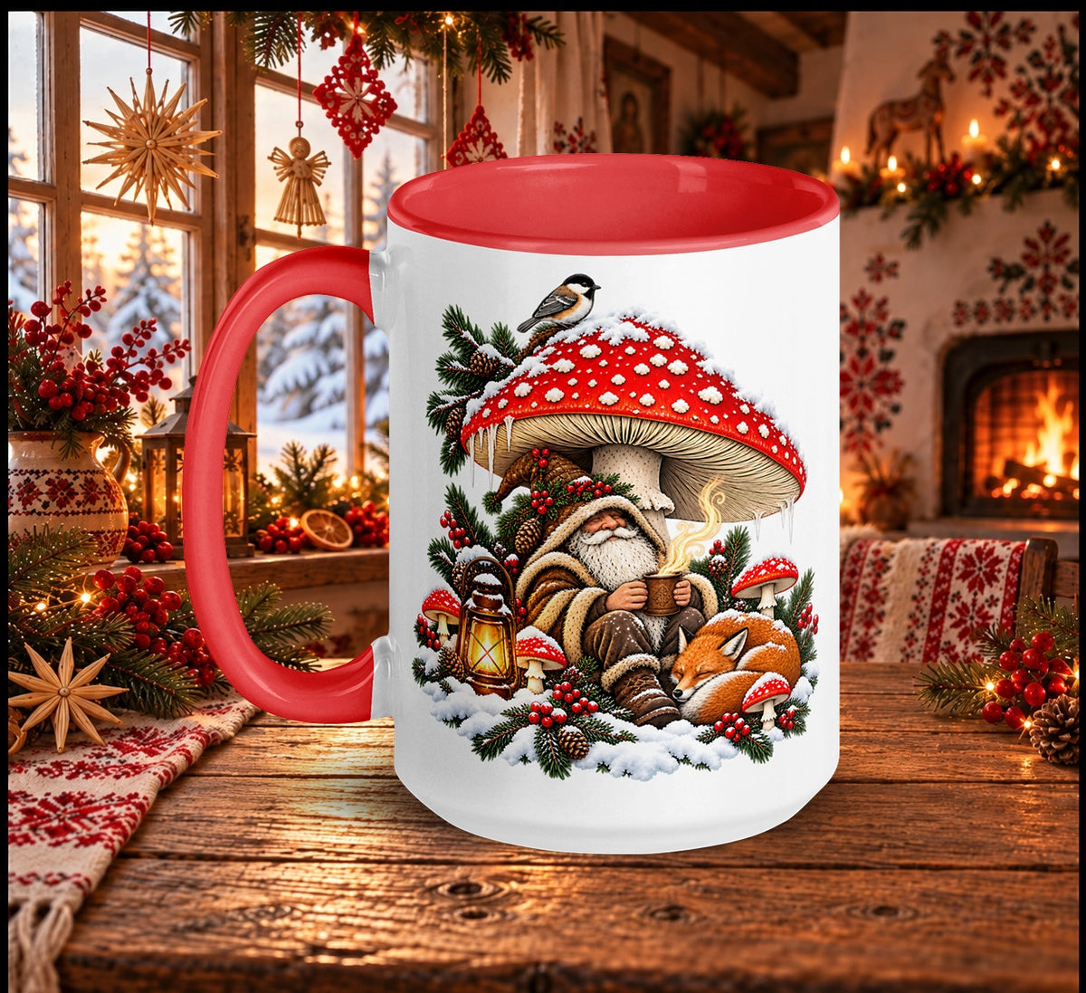 Slavic Christmas Mushroom Domovik Mug