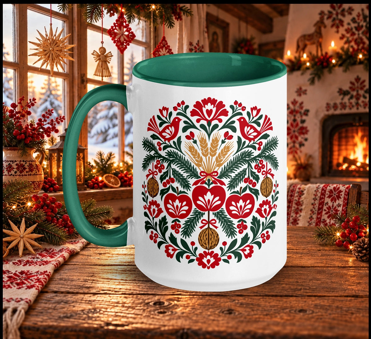 Slavic Christmas Folk Art Mug