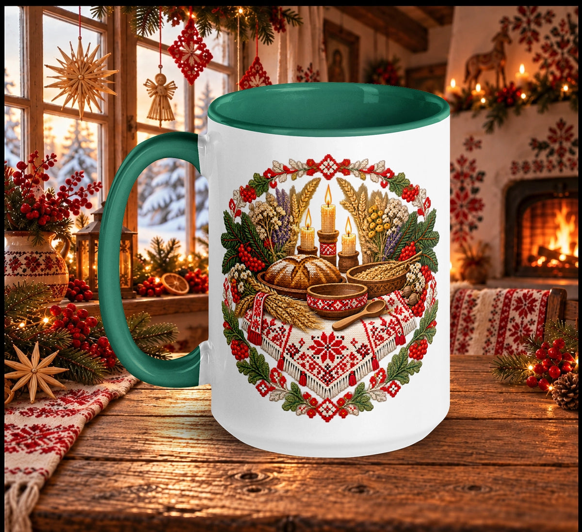 Slavic Christmas Eve Mug – Traditional Wigilia Folk Art Design