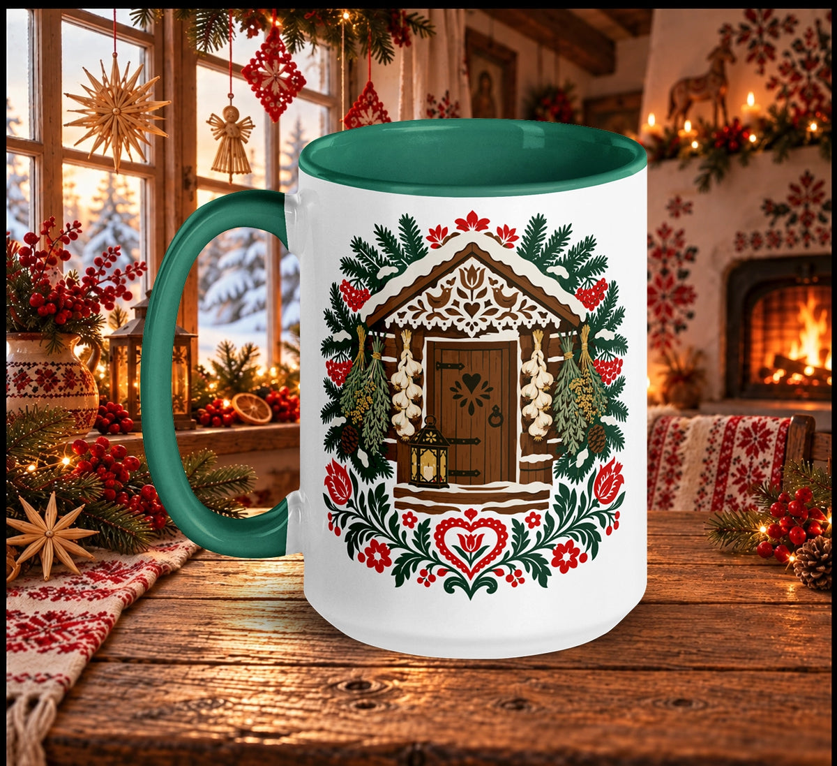 Slavic Christmas Cottage Mug