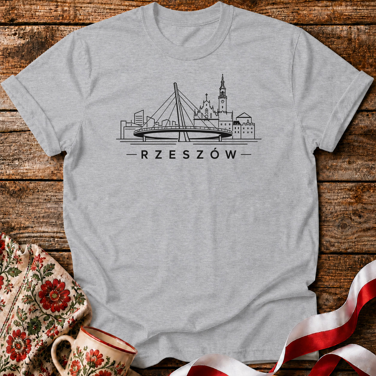 Rzeszów Minimal Skyline Polish City Unisex T-Shirt