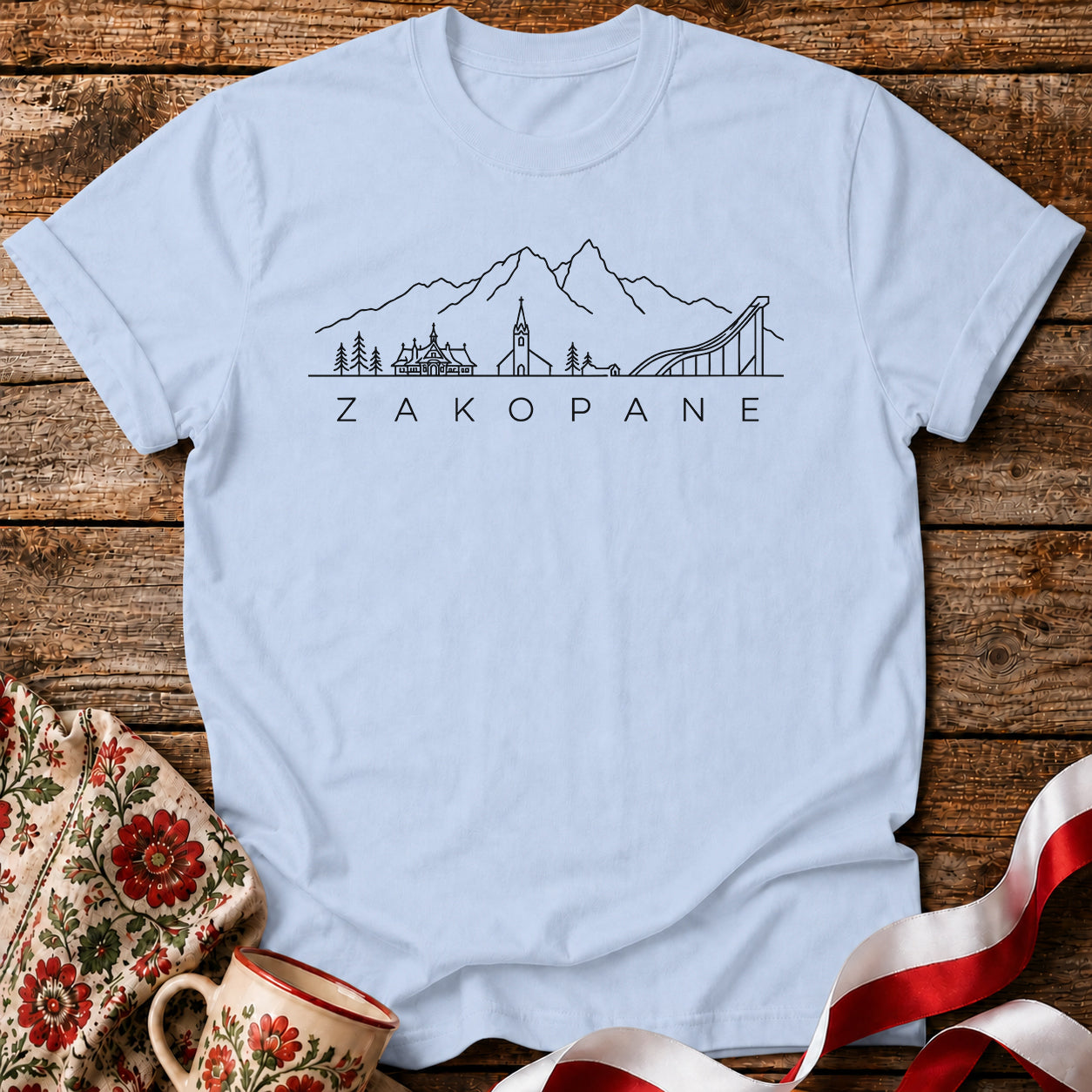 Zakopane Minimal Skyline Polish City Unisex T-Shirt