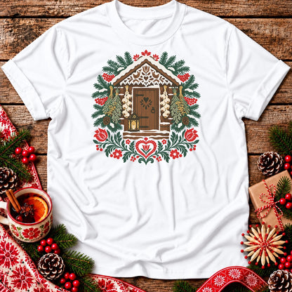 Polish Folk Christmas Cottage Unisex T-Shirt