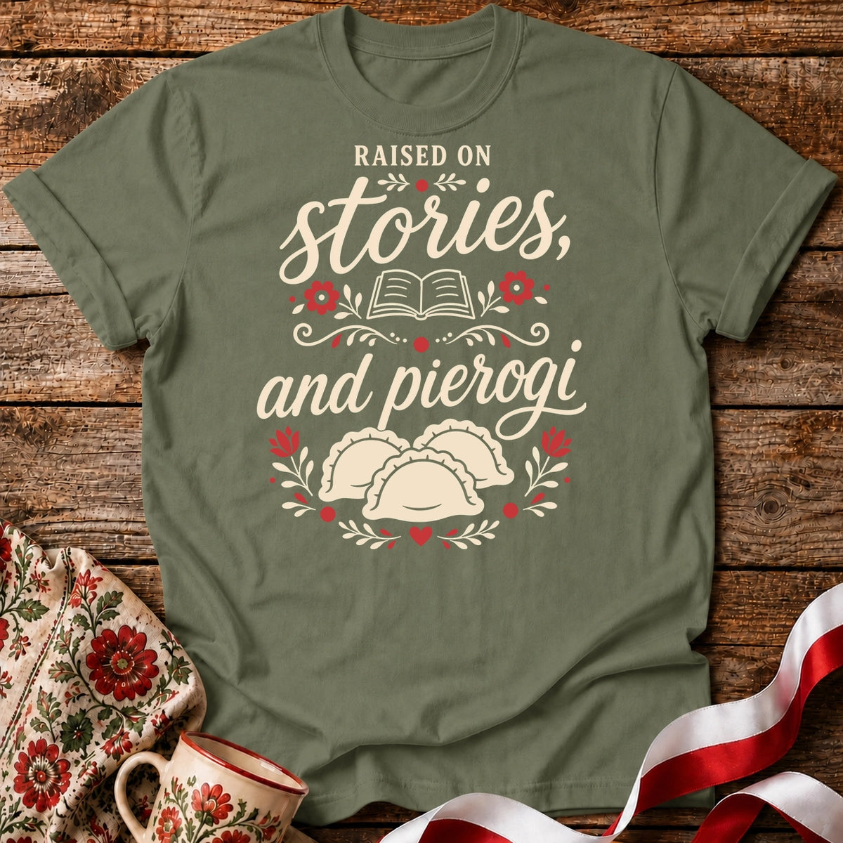 Raised on Stories,and Pierogi Unisex T-Shirt