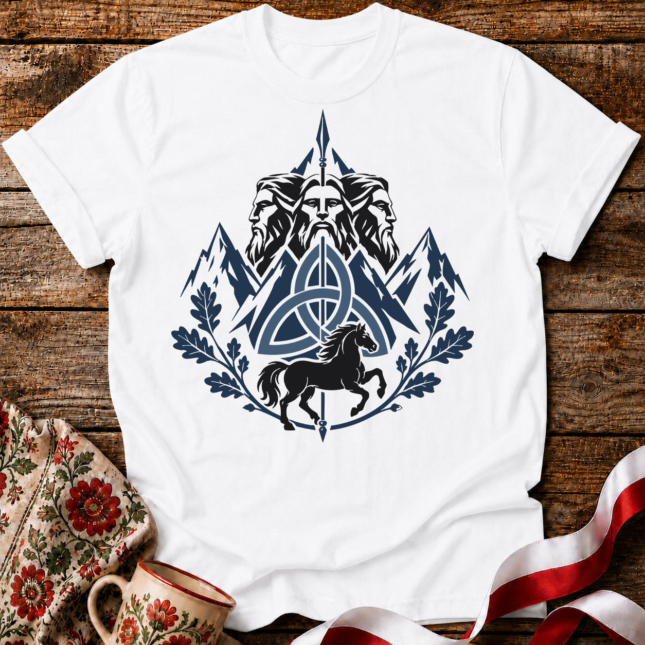 Triglav Blue Triquetra Slavic Mythology Unisex T-Shirt
