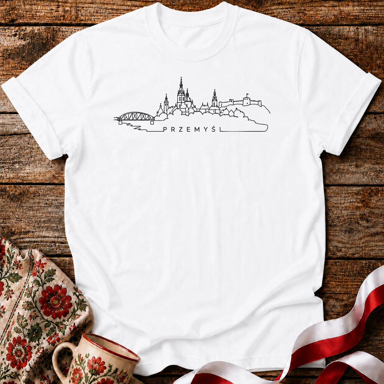 Przemyśl One-Line Skyline Polish City Unisex T-Shirt