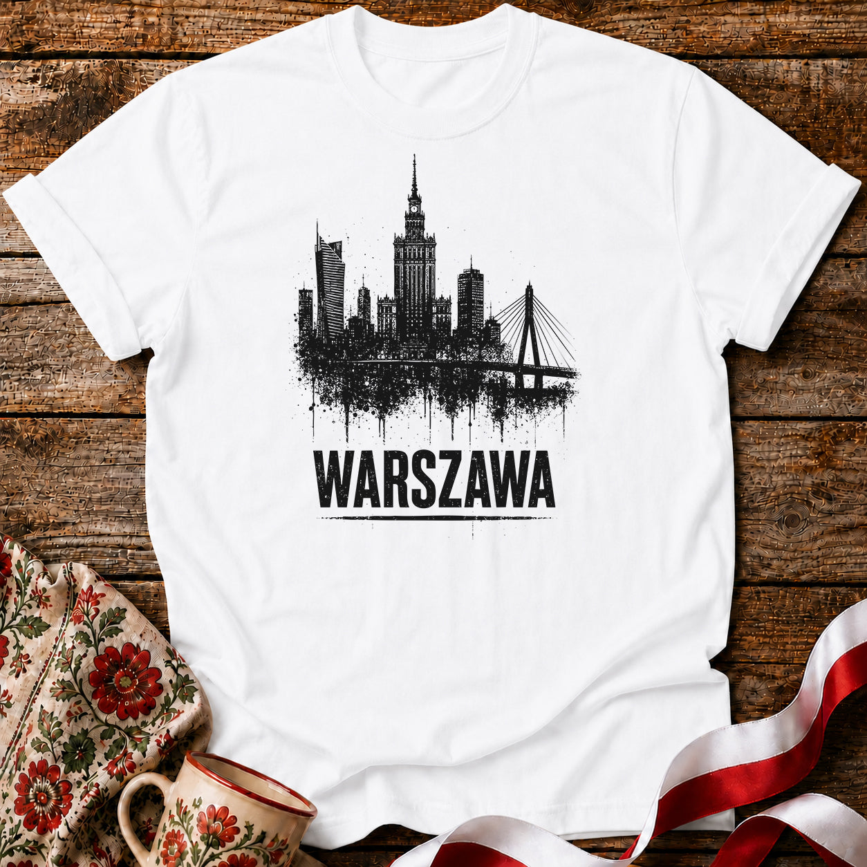 Warszawa Ink Skyline Polish City Unisex T-Shirt