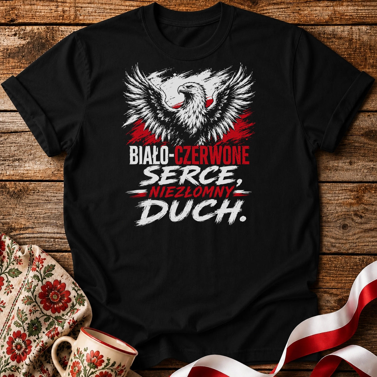 Biało-Czerwone Serce Unisex T-Shirt