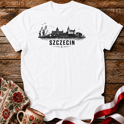 Szczecin Black Ink Skyline Polish City Unisex T-Shirt