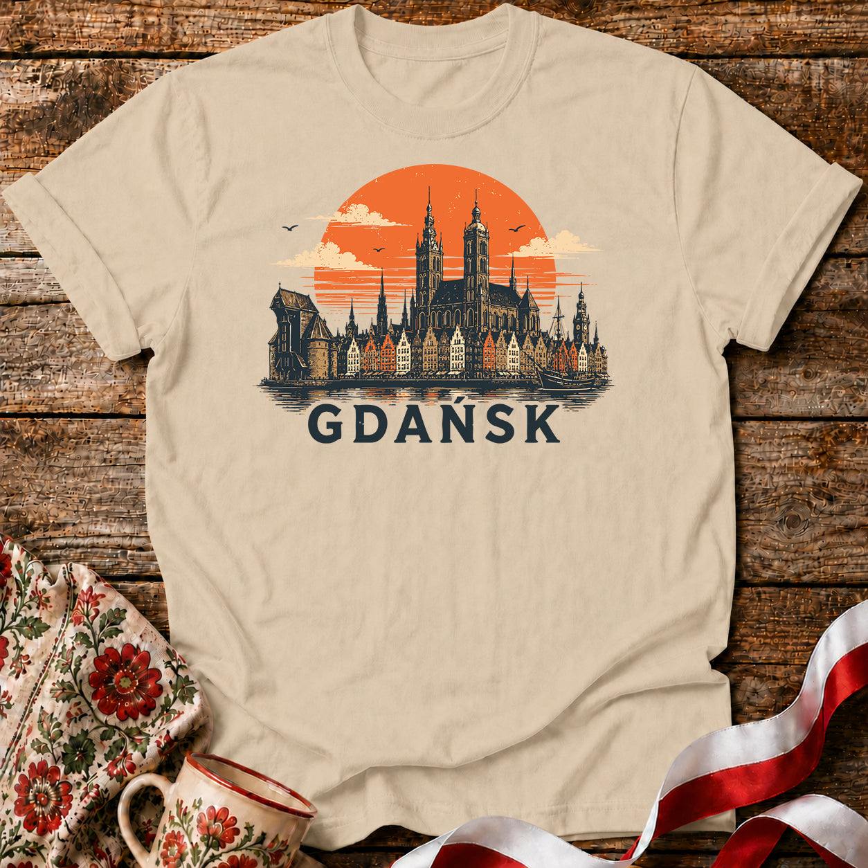 Gdańsk Sunset Skyline Polish City Unisex T-Shirt