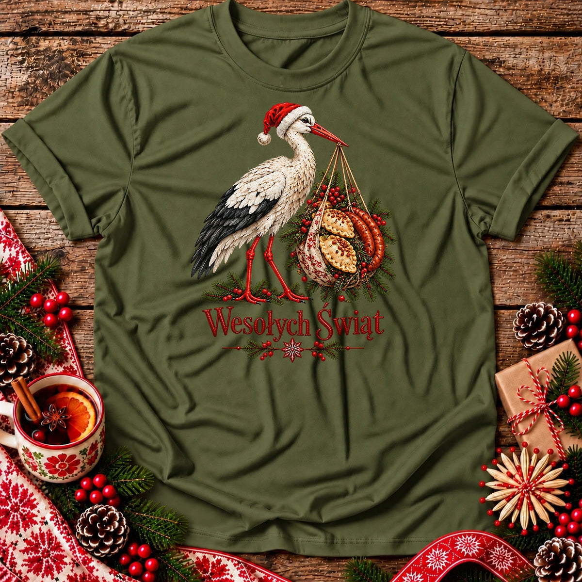 Wesołych Świąt Polish Christmas Stork Unisex T-Shirt