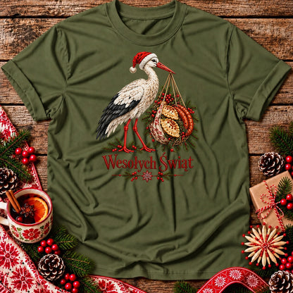 Wesołych Świąt Polish Christmas Stork Unisex T-Shirt