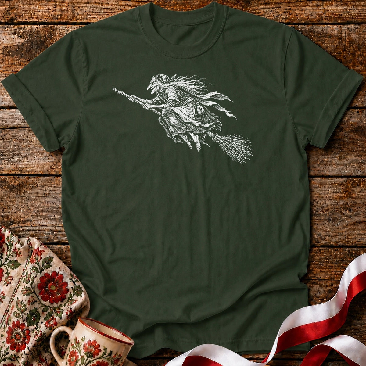 Baba Jaga Flying Broom Unisex T-Shirt