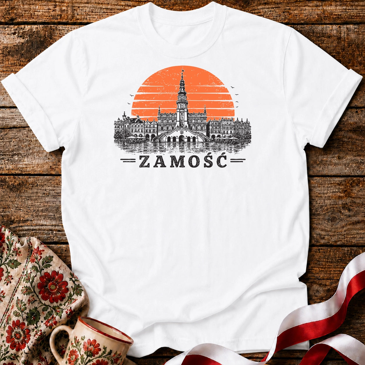 Zamość Sunset Skyline Polish City Unisex T-Shirt
