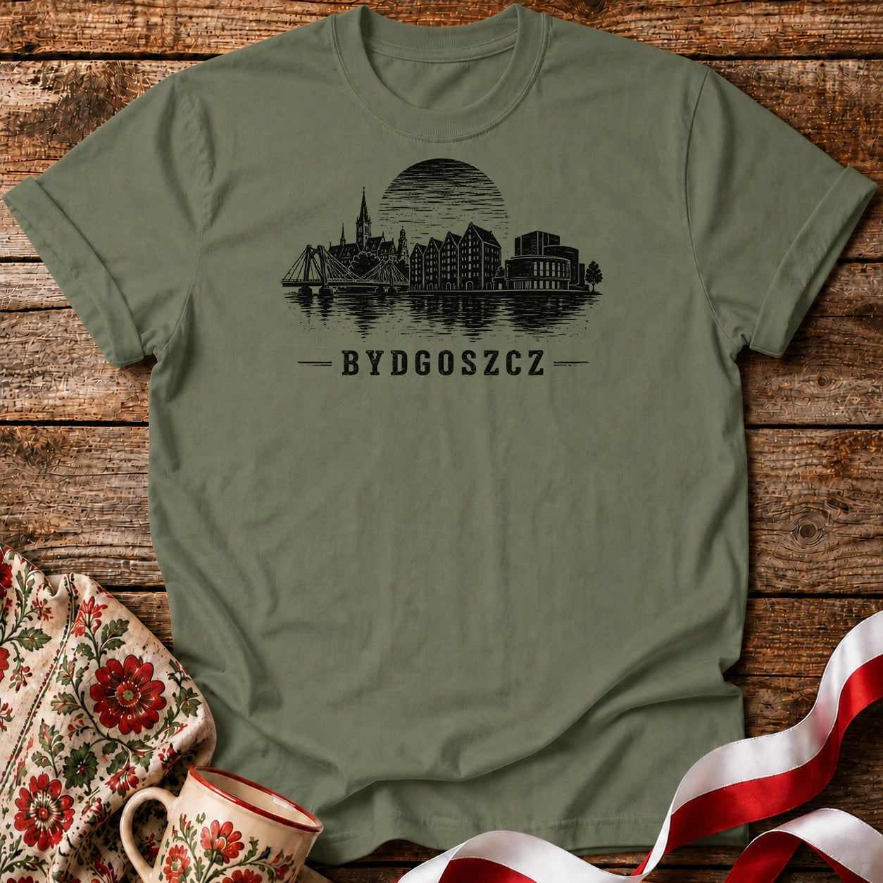 Bydgoszcz Grunge Skyline Polish City Unisex T-Shirt