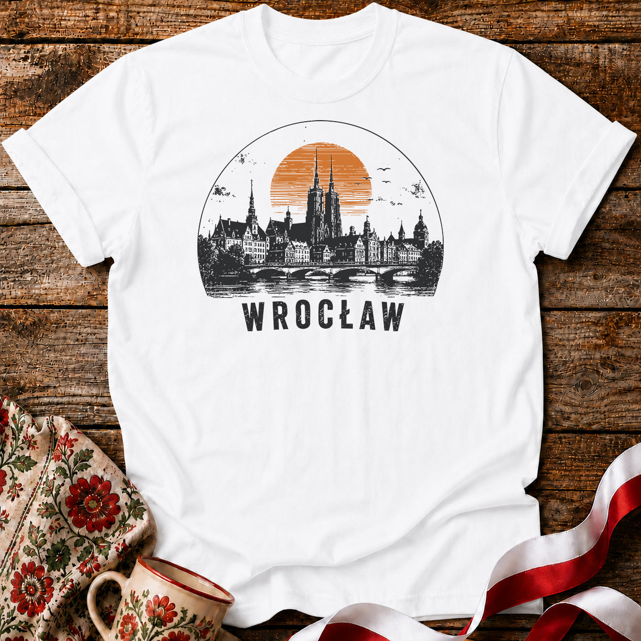 Wrocław Sunset Skyline Polish City Unisex T-Shirt