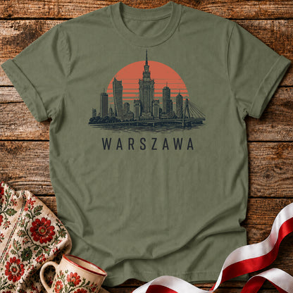 Warszawa Sunset Skyline Polish City Unisex T-Shirt