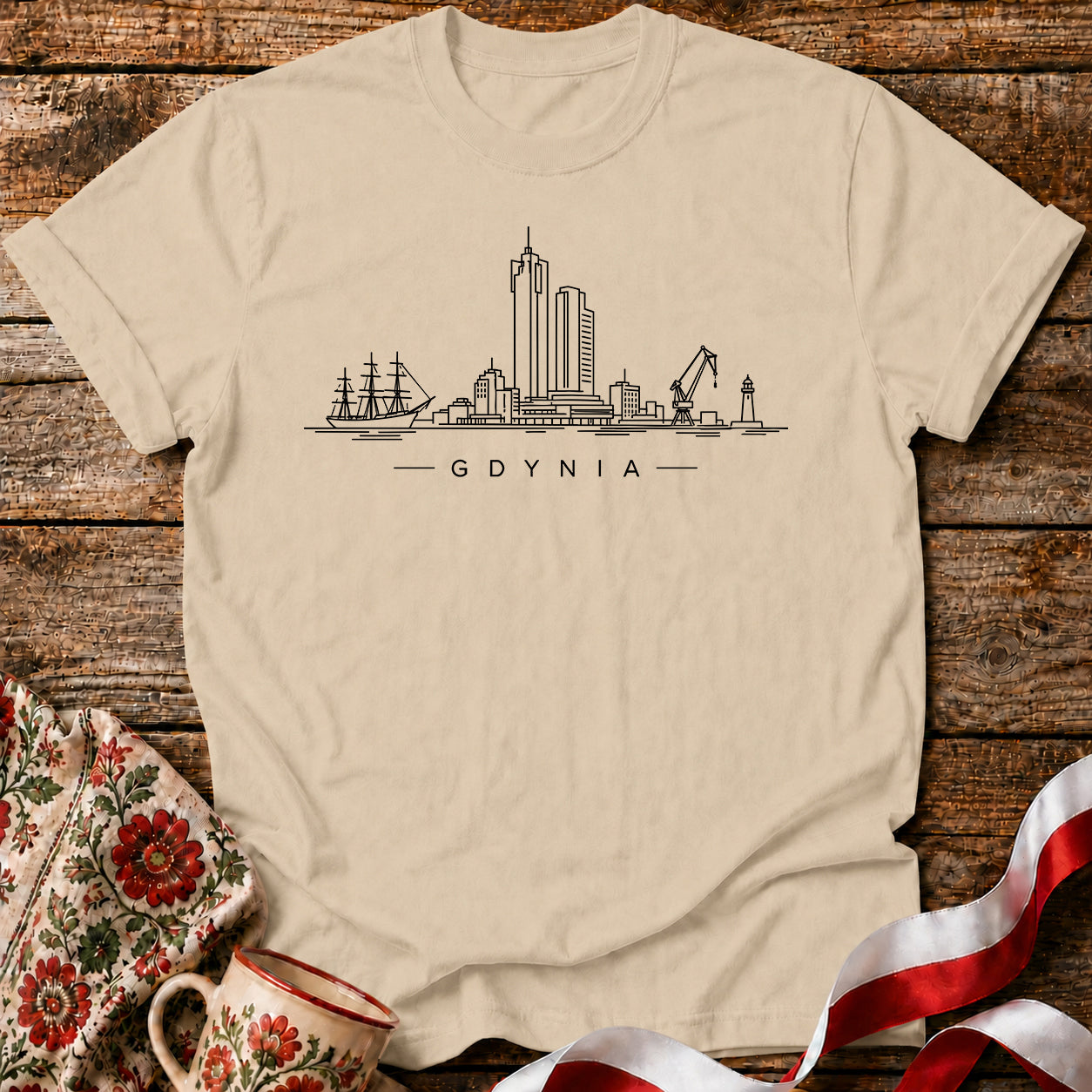 Gdynia Minimal Skyline Polish City Unisex T-Shirt