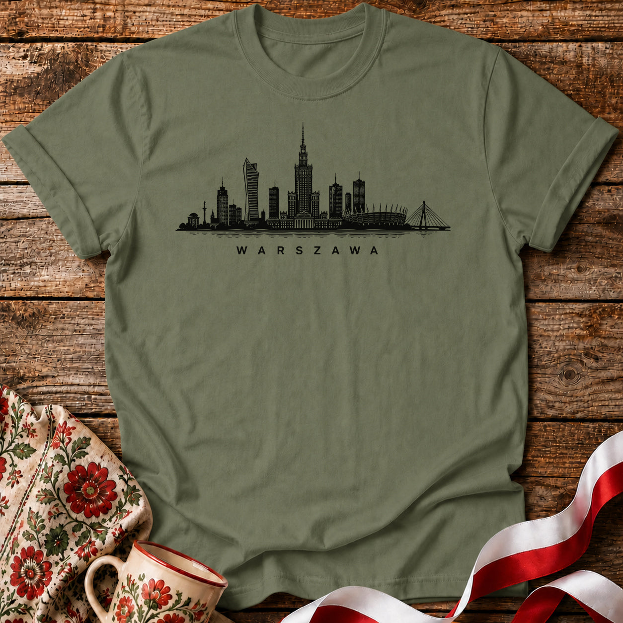 Warszawa Minimal Skyline Polish City Unisex T-Shirt