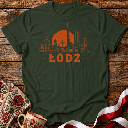Łódź Sunset Industrial Skyline Polish City Unisex T-Shirt
