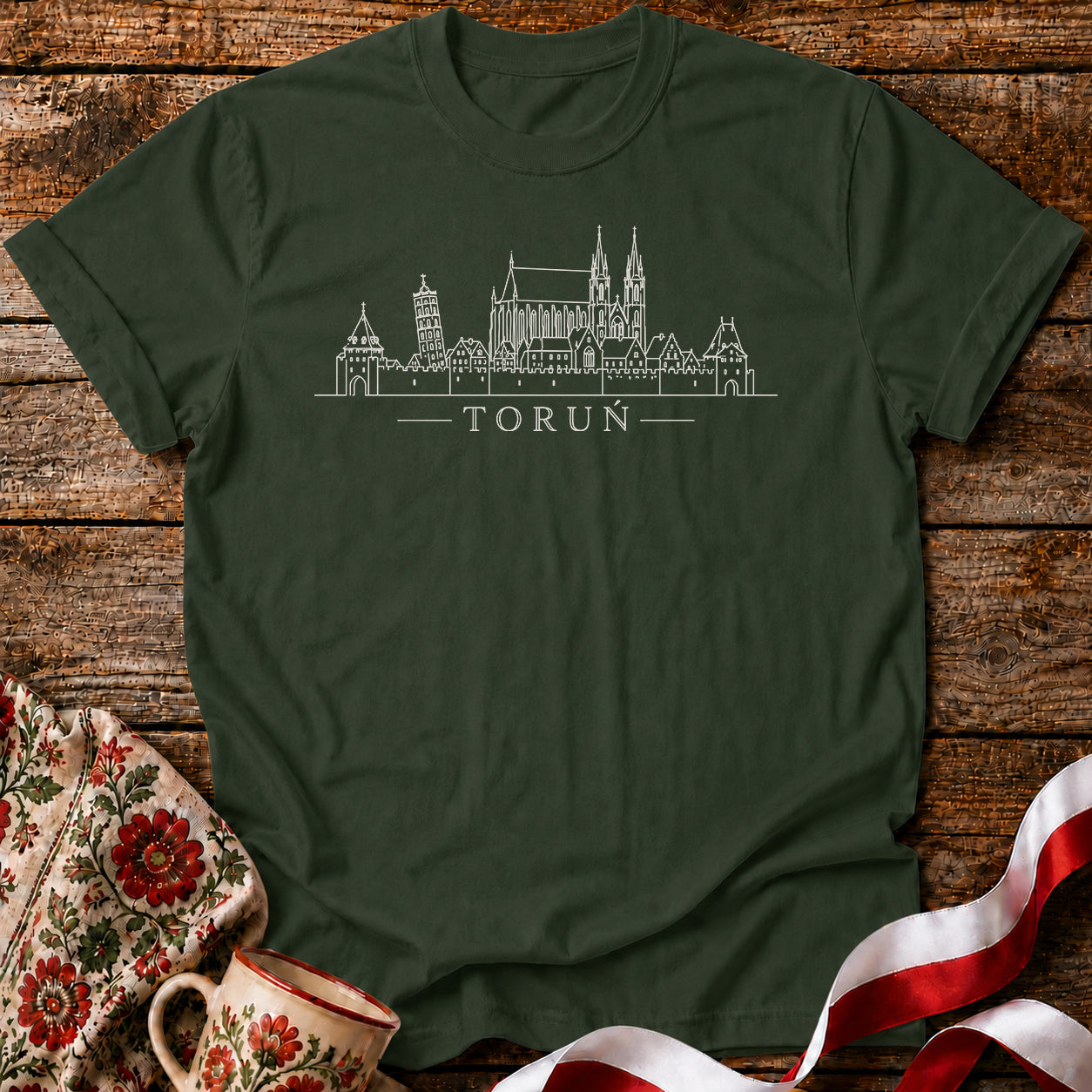 Toruń Minimal Skyline Polish City Unisex T-Shirt