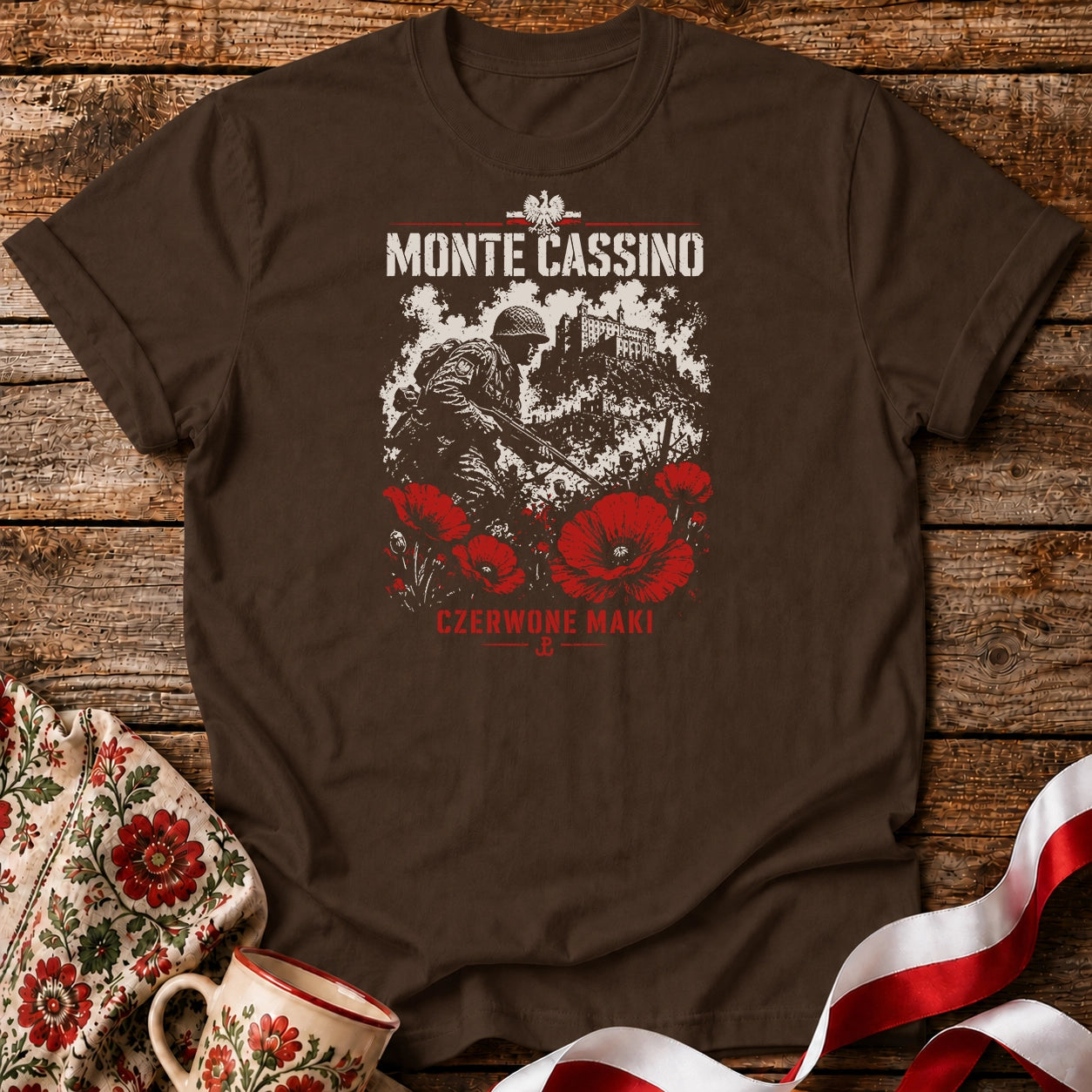 Monte Cassino Czerwone Maki Unisex T-Shirt