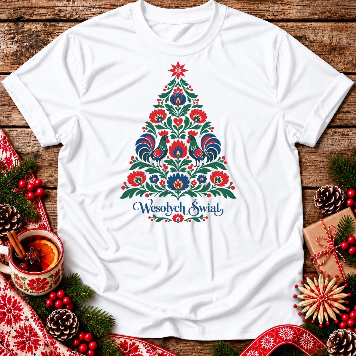 Wesołych Świąt Polish Folk Christmas Tree Unisex T-Shirt
