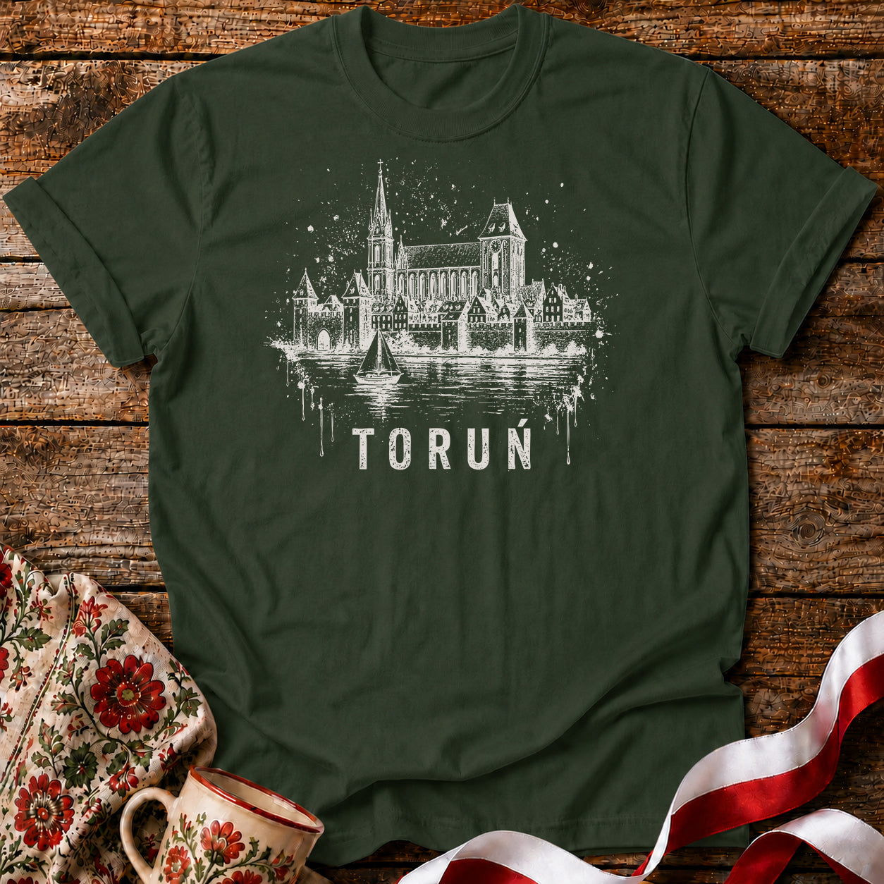 Toruń Ink Skyline Polish City Unisex T-Shirt
