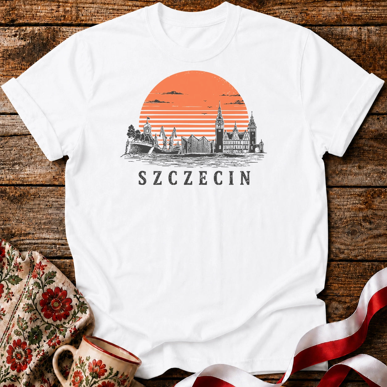 Szczecin Sunset Skyline Polish City Unisex T-Shirt