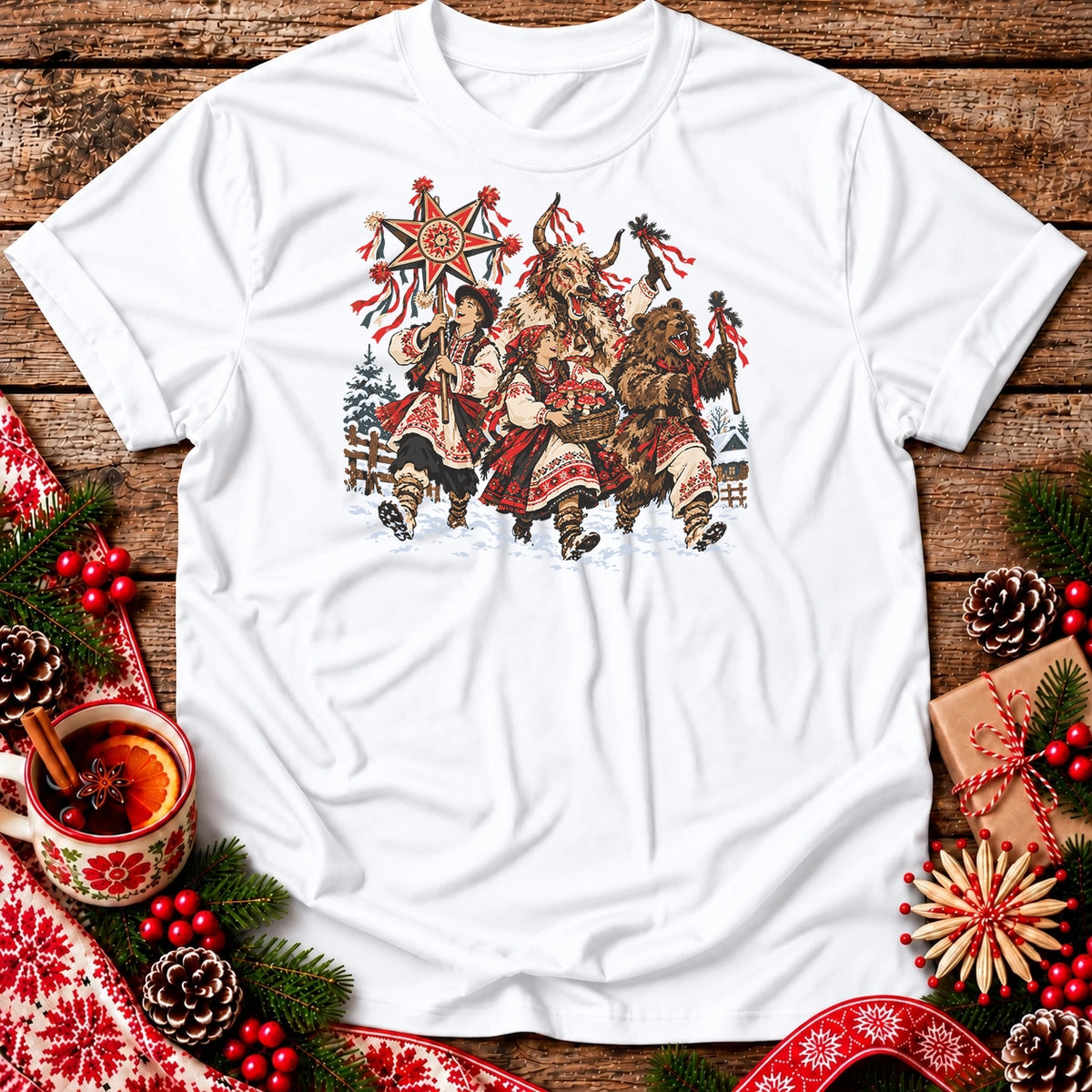 Polish Christmas Carolers with Turoń and Bear Unisex T-Shirt