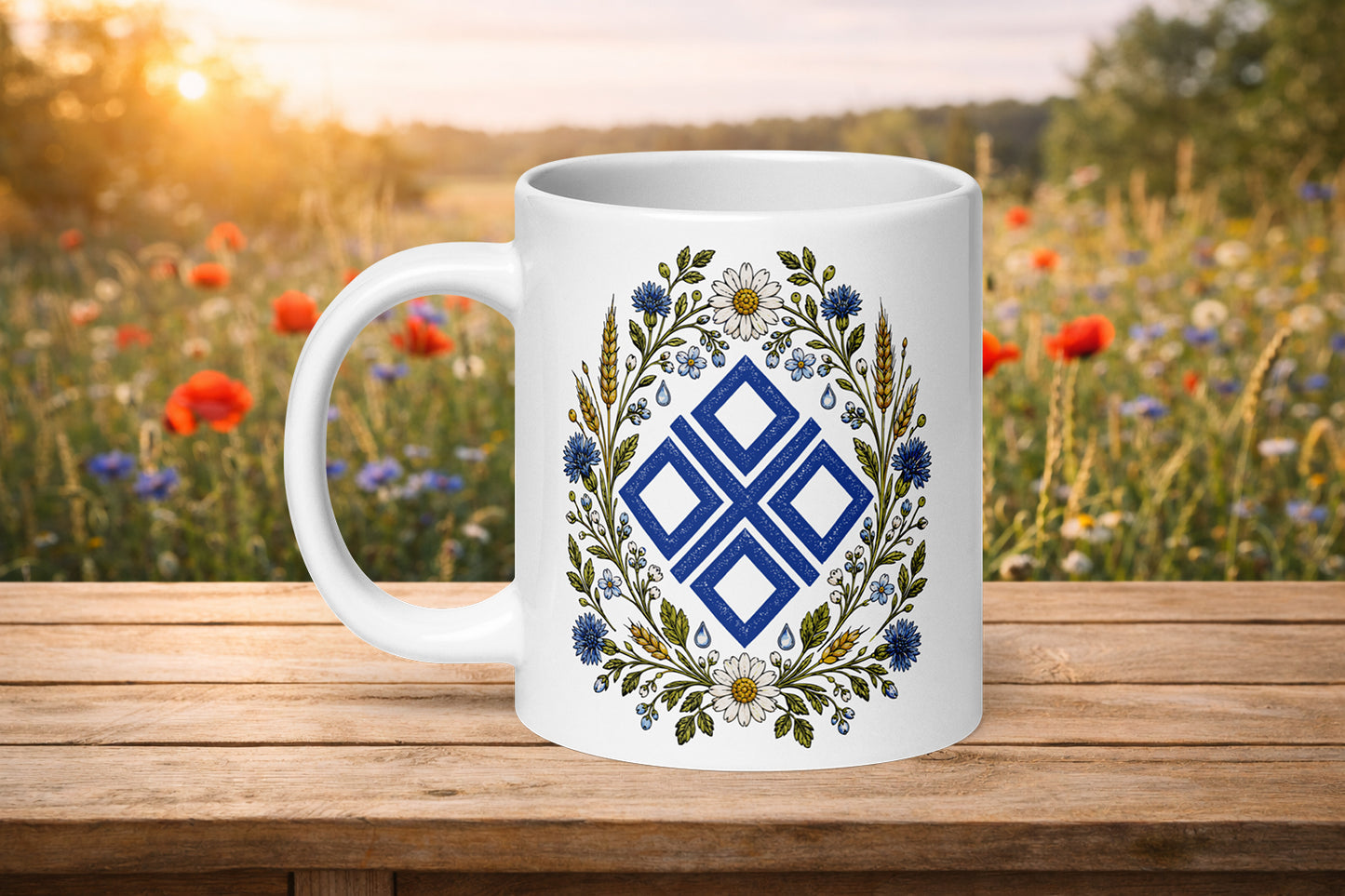 Mokosz Folk Mug - Slavic Floral Coffee Cup