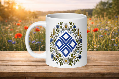 Mokosz Folk Mug - Slavic Floral Coffee Cup