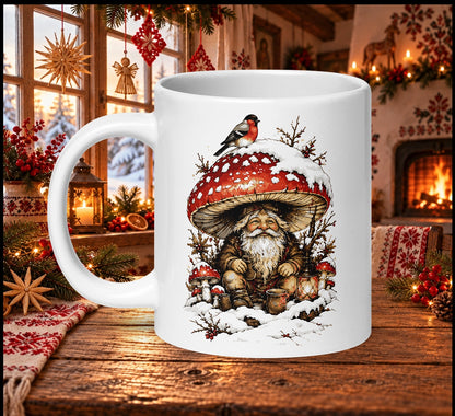 Slavic Christmas Mushroom Gnome Mug