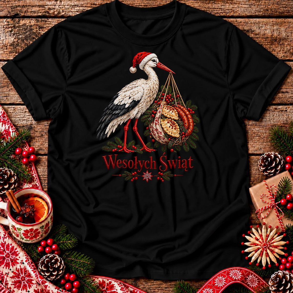 Wesołych Świąt Polish Christmas Stork Unisex T-Shirt