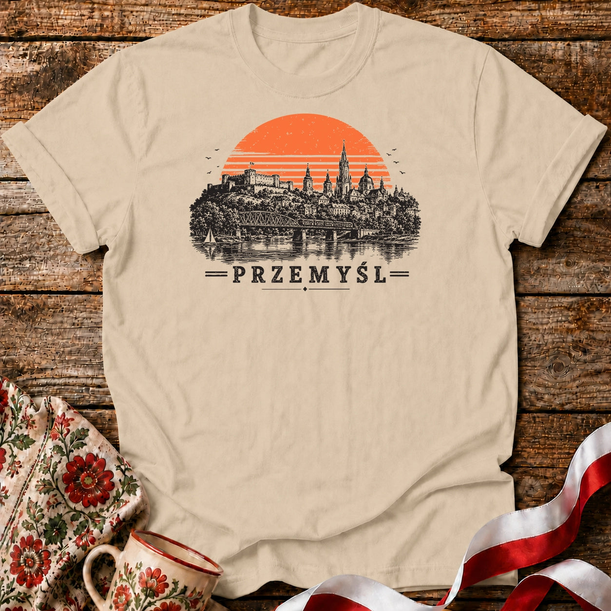 Przemyśl Sunset Skyline Polish City Unisex T-Shirt