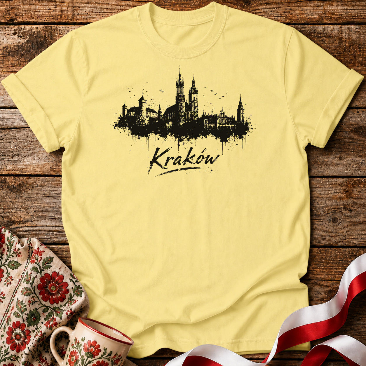 Kraków Ink Skyline Polish City Unisex T-Shirt