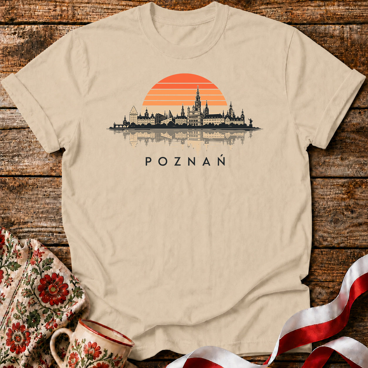 Poznań Sunset Skyline Polish City Unisex T-Shirt