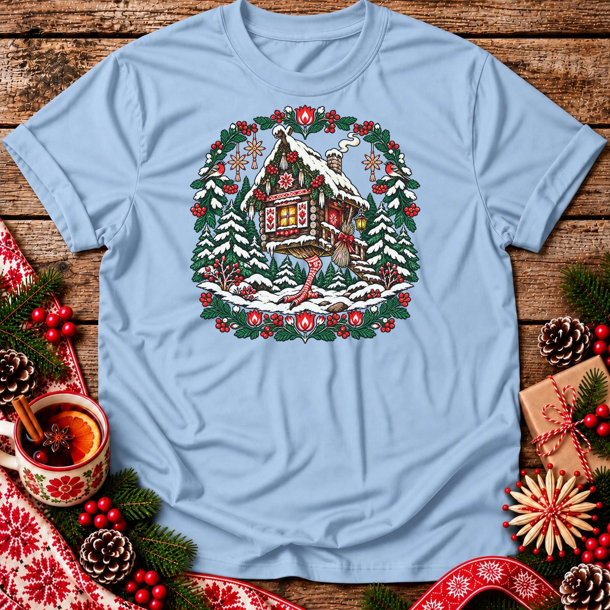 Christmas Baba Yaga Folk Hut Unisex T-Shirt