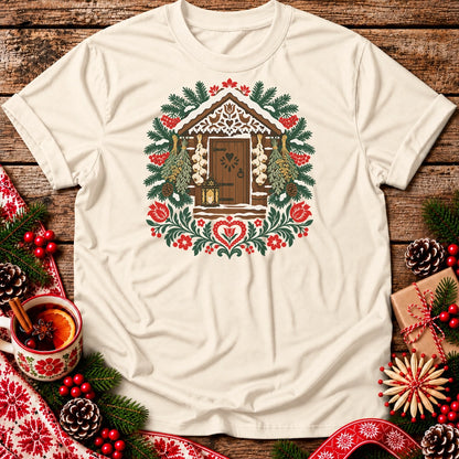 Polish Folk Christmas Cottage Unisex T-Shirt