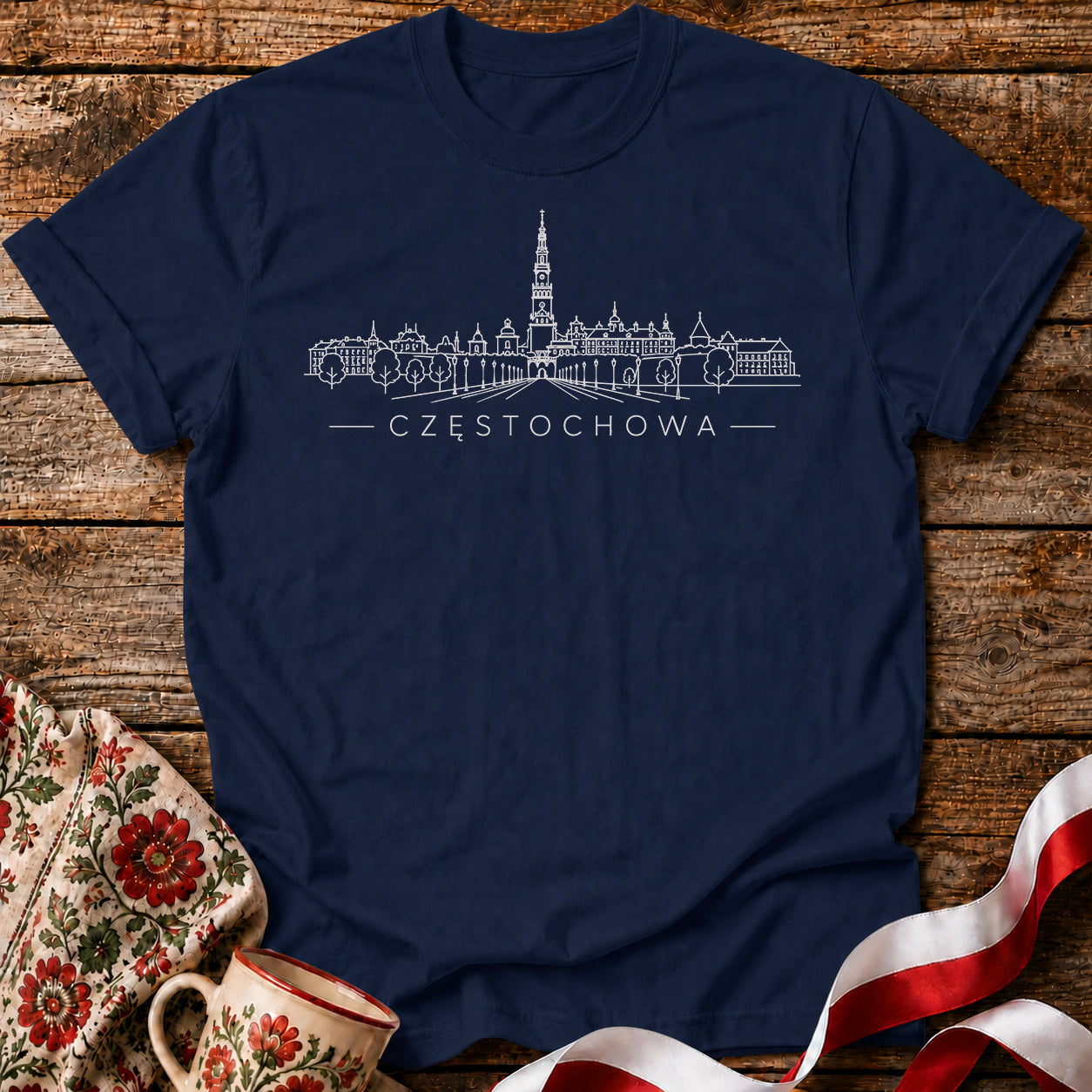 Częstochowa Minimal Skyline Polish City Unisex T-Shirt