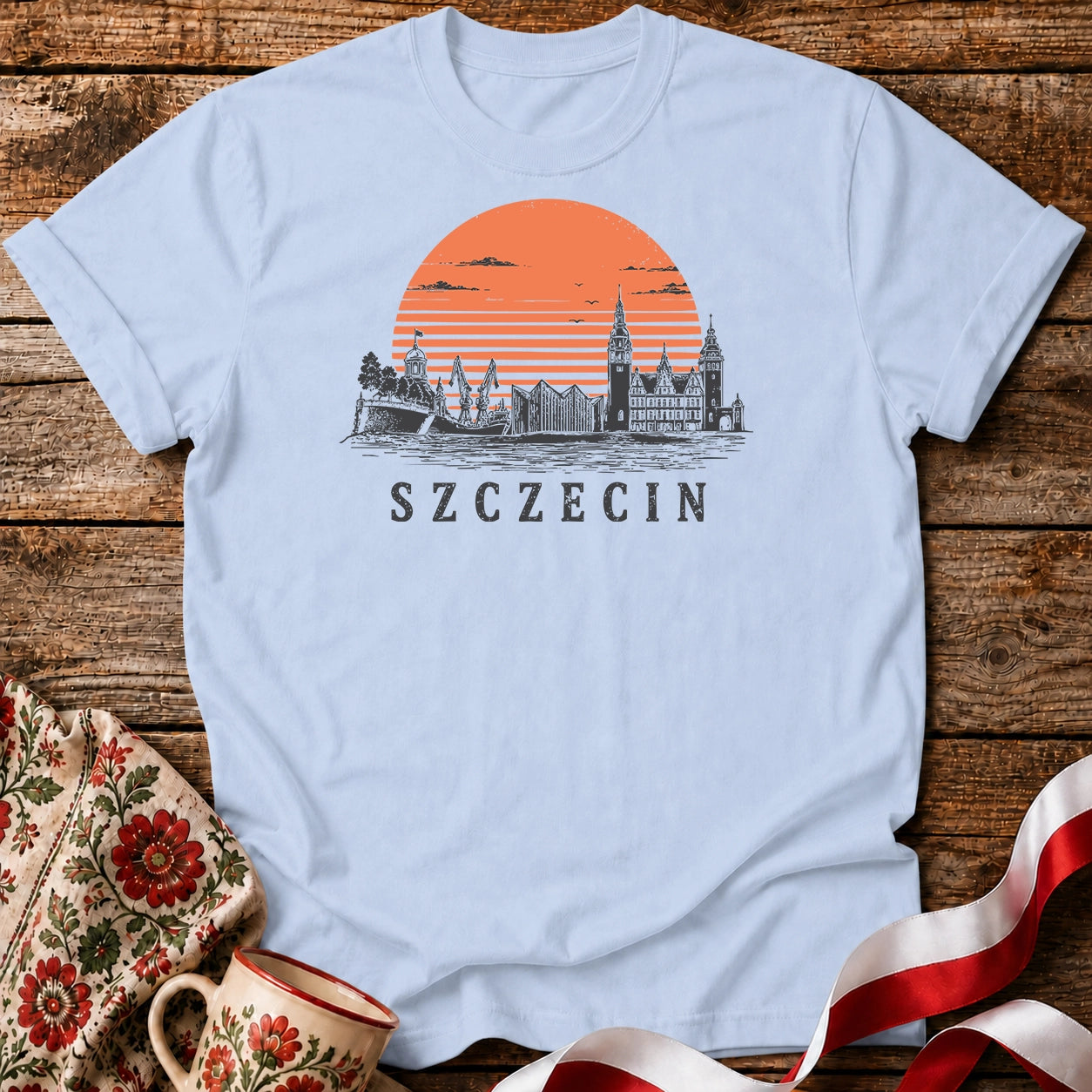 Szczecin Sunset Skyline Polish City Unisex T-Shirt